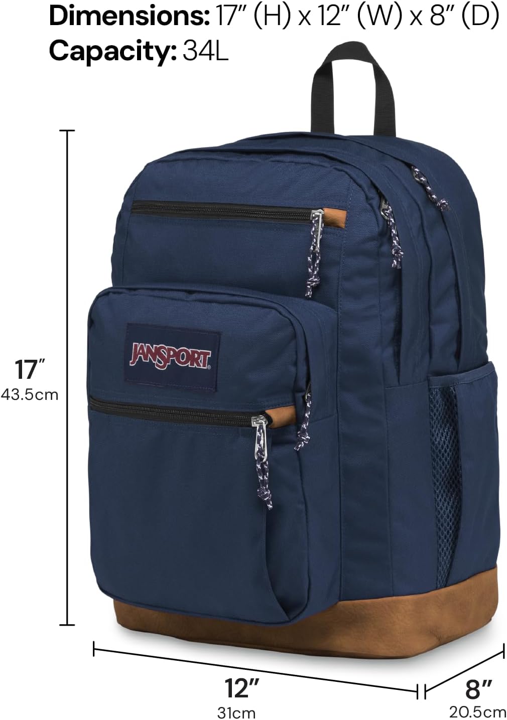 Detalle de JanSport Cool Backpack with 15-Inch Laptop Sleeve (Large) – Ergonomic, Durable, Classic Black