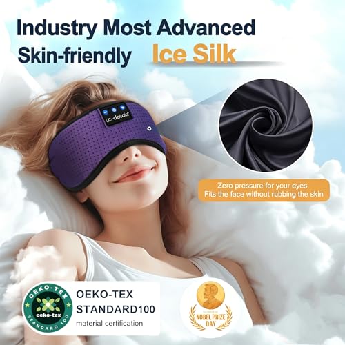 Detalle de LC-dolida Bluetooth Sleep Mask Headphones: Total Blackout for Travel & Nap