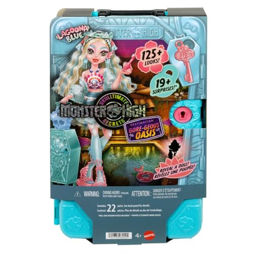 Detalle 2 de Monster High Skulltimate Secrets Lagoona Blue JDR51, muñeca con maleta y 19+ sorpresas