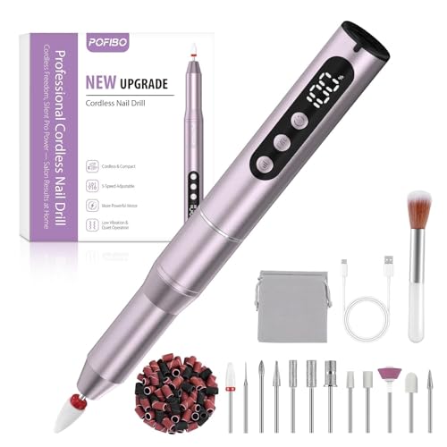 Detalle de POFIBO Ponceuse à ongles sans fil 12-en-1, 35 000 tr/min et écran LCD