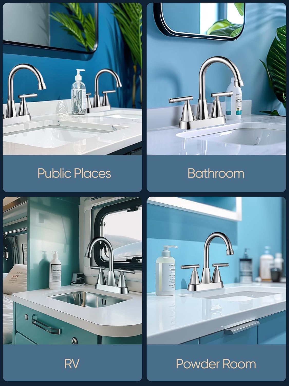 Thumbnail 6 de Cobbe 3-Hole 4-Inch Centered Chrome Bathroom Faucets (2-Pack) with Pop Up Drain & 2 Hoses
