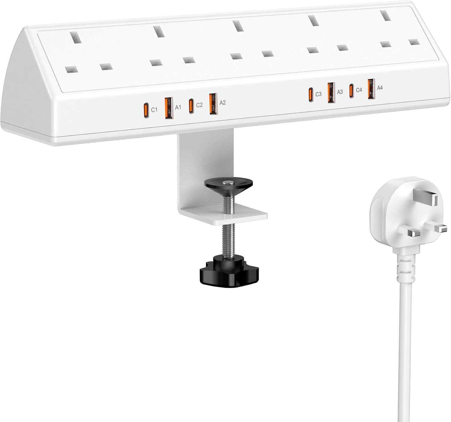 Detalle de Desk Clamp Power Socket USB C Slots – 65W Fast Charging Station