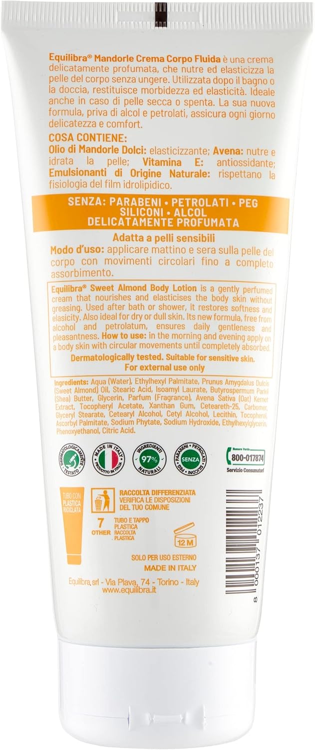 Detalle de equilibra Mandorle Crema Fluida Corpo 6 x 200 ml: nutrimento leggero ed elasticità quotidiana