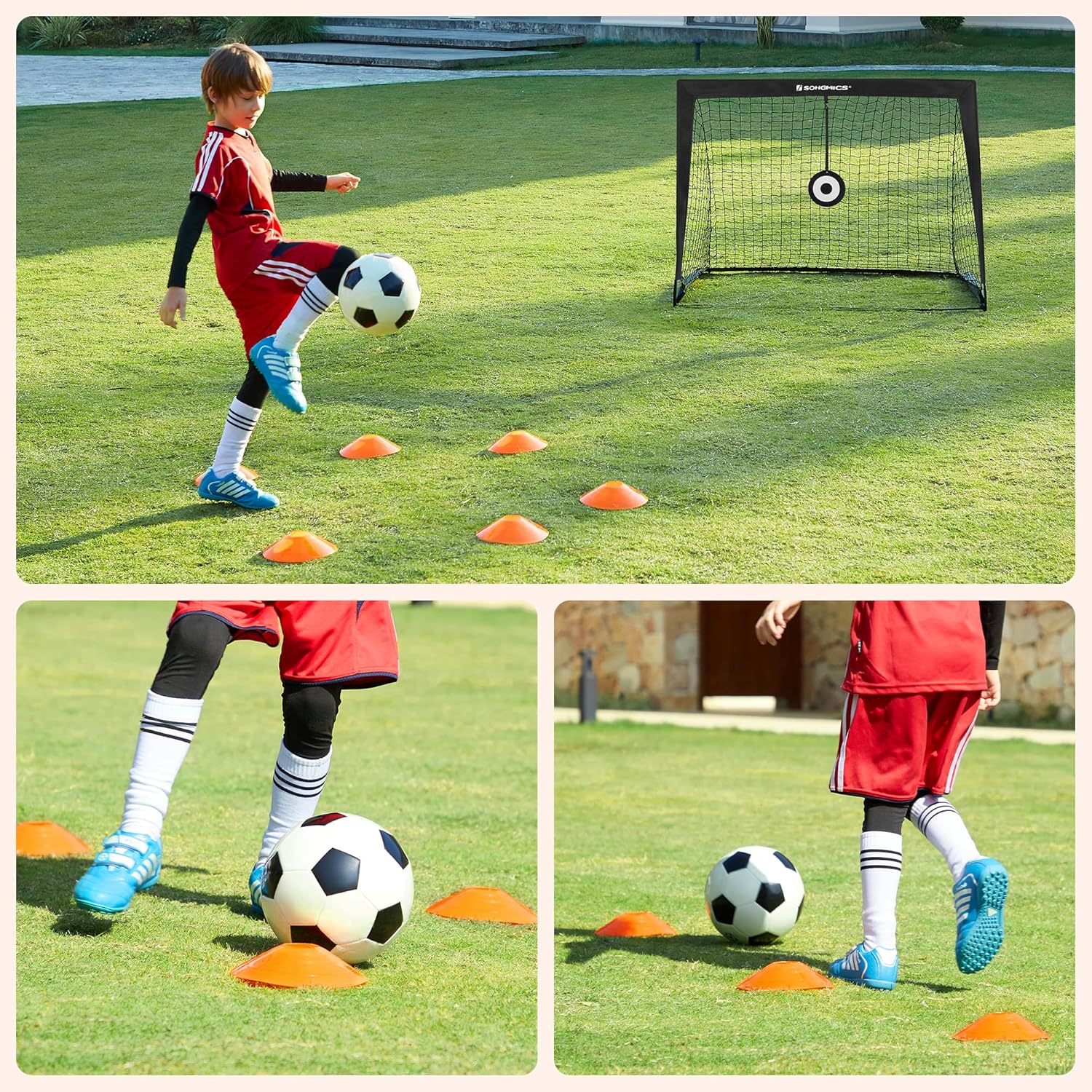 Thumbnail 2 de SONGMICS Football Goals Set of 2 (4 x 3 ft) – Portable Kids Football Nets with Targets & Training Cones