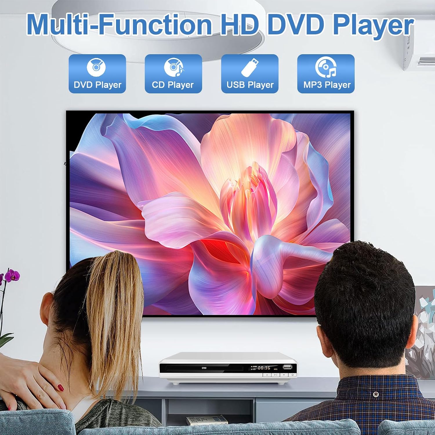 Detalle de Region‑free DVD Player for TV 1080p HD