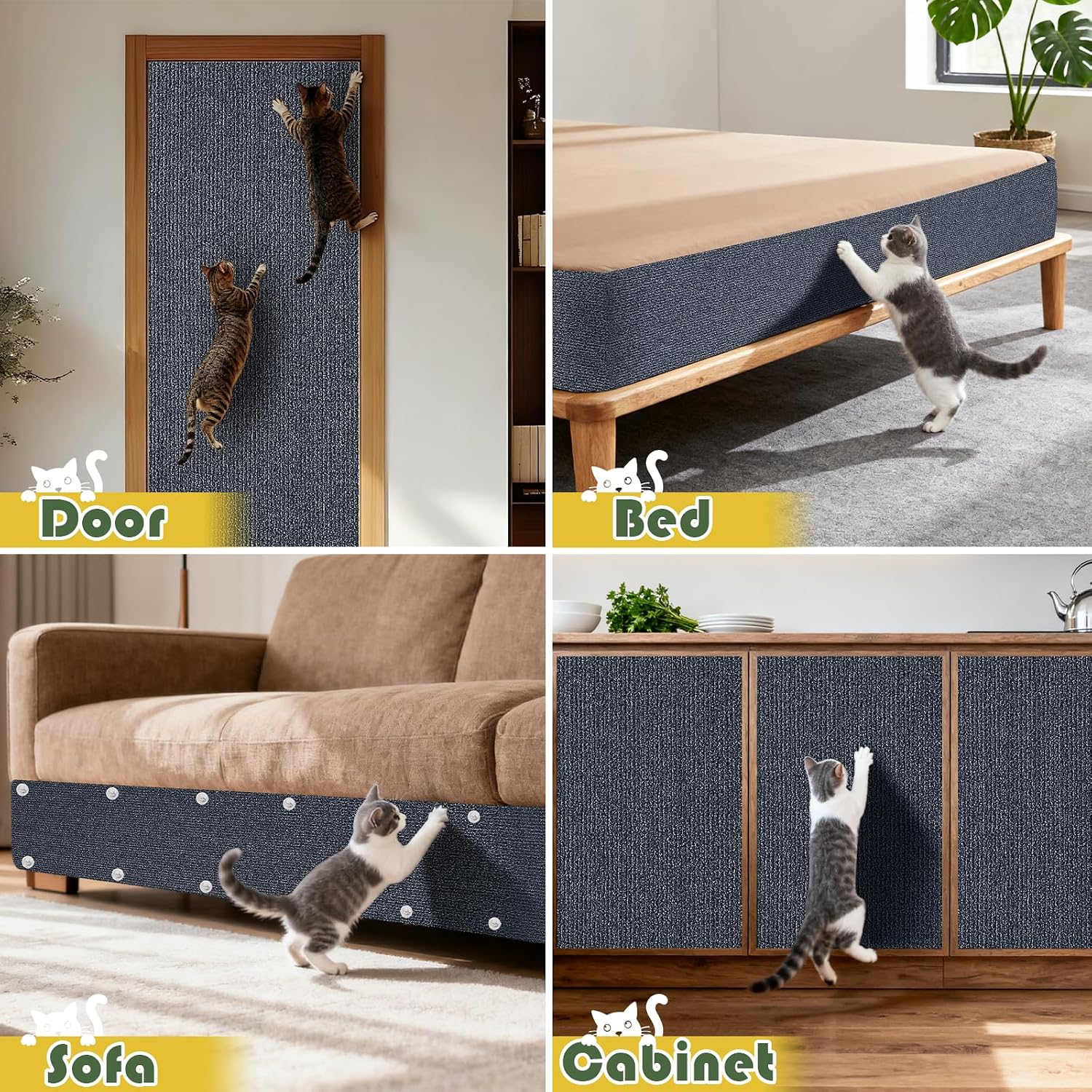 Detalle 2 de Litrue 40 x 200cm Cat Scratching Mat: Large, Self-Adhesive & Cuttable Guardian for Furniture