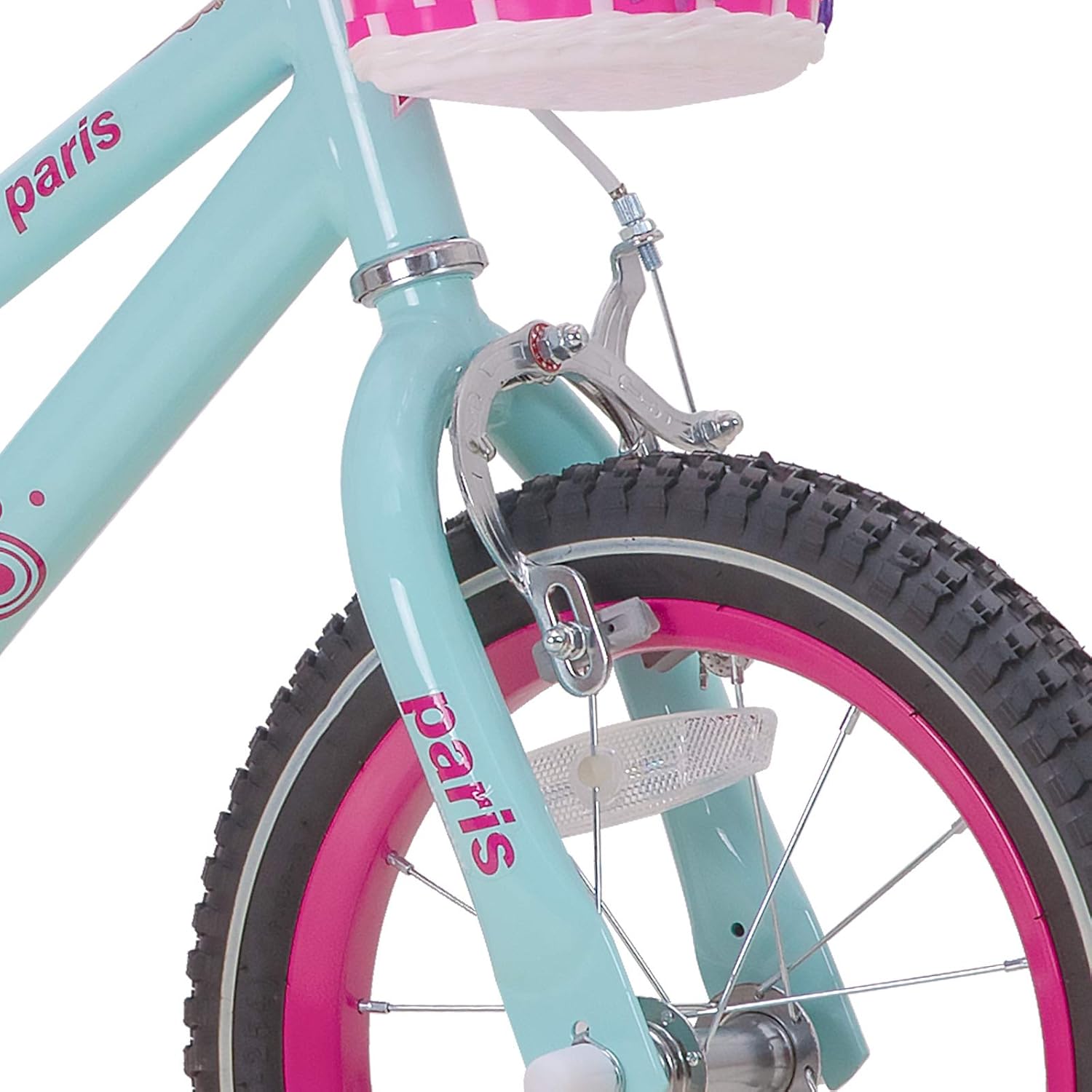 Detalle de JOYSTAR Paris Girls Bike for Ages 3-8: 14/16/18 Inch Kids Bike with Training Wheels, Basket, and Handbrake