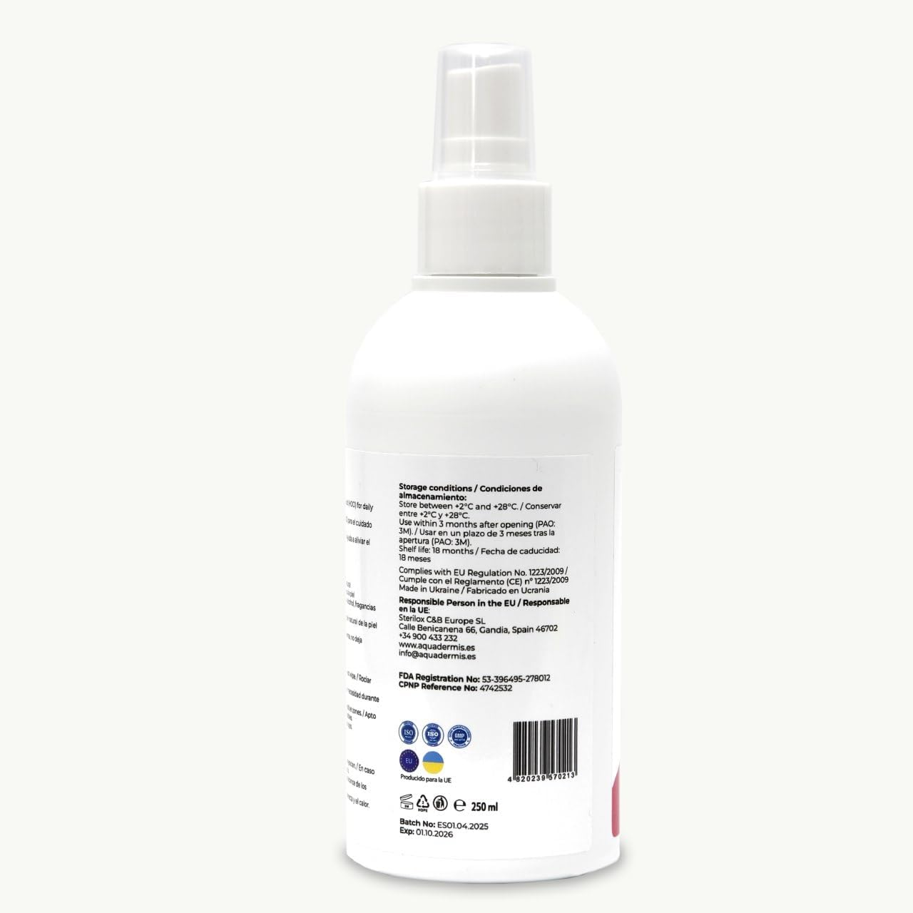 Detalle de AquaDERMIS Spray Tónico 250ml para piel sensible