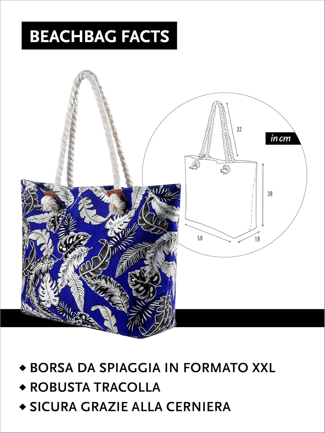 Detalle 2 de DonDon Borsa da spiaggia grande 58 x 38 x 18 cm