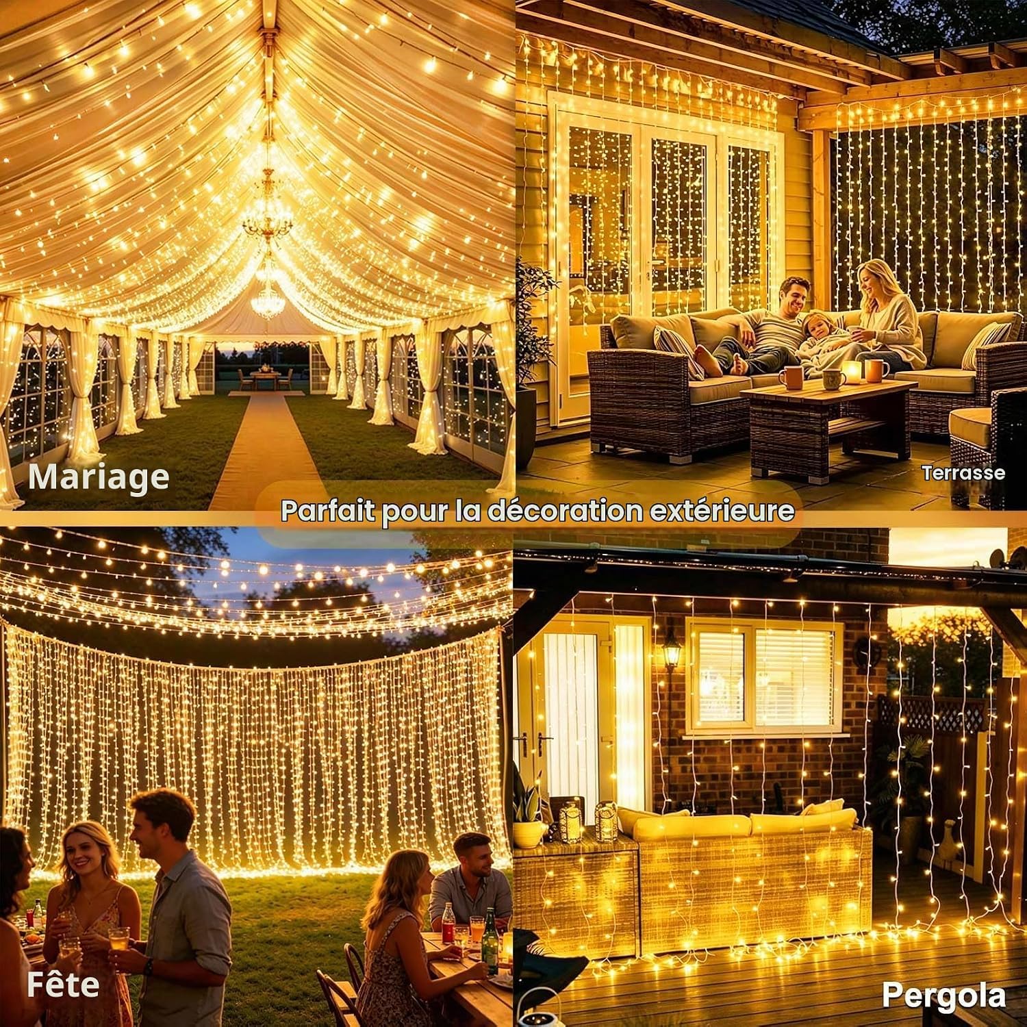 Detalle 2 de Lichtfam LF-EU300DN lichtgordijn 3 x 3 m met 300 warmwitte leds