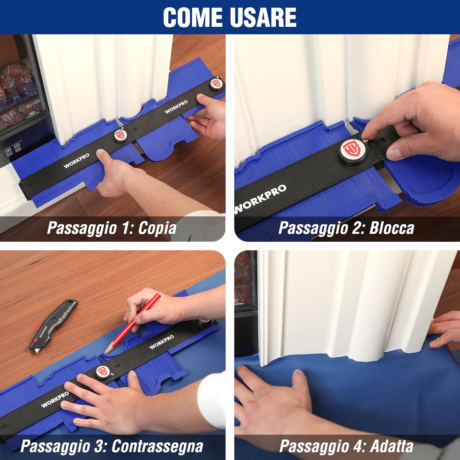 Thumbnail 4 de WORKPRO Calibro per Contorni con Blocco (25+25 cm) – Set da 2 pezzi con duplicatore di profili