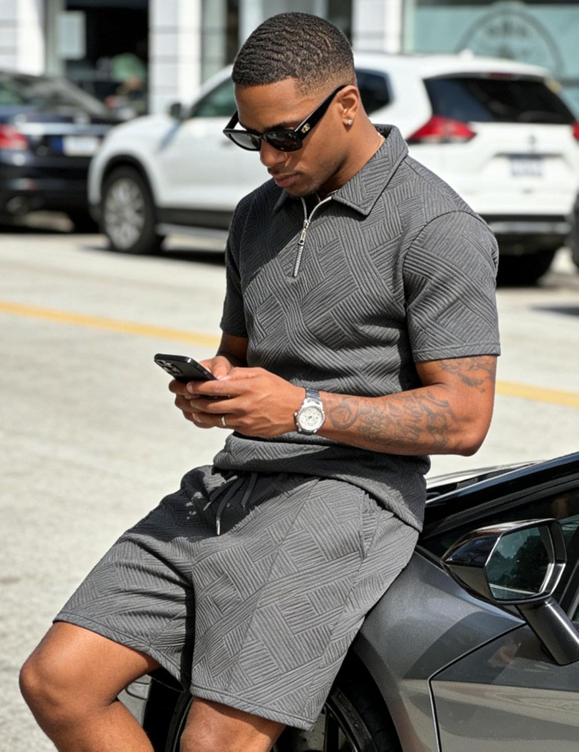 Thumbnail 1 de UOUA Men’s Summer Track Suits 2-Piece Shorts Sets: Lightweight, Stylish Loungewear