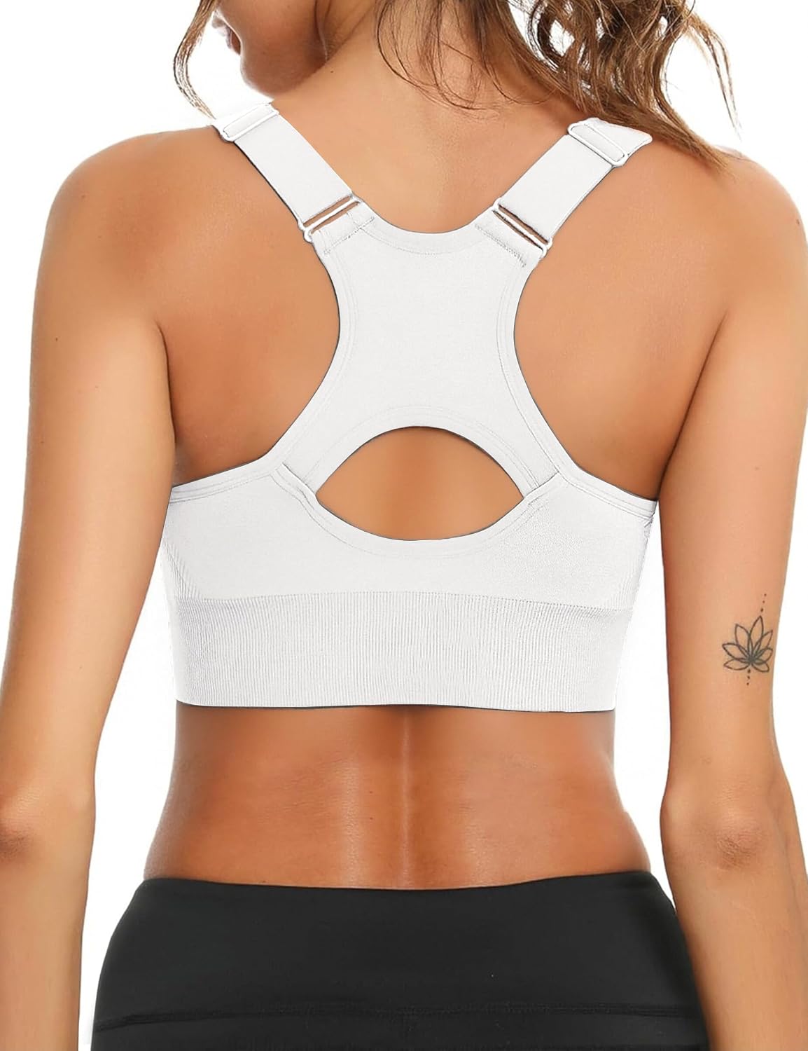 Detalle de Aseniza brassière de sport femme maintien fort, dos croisé et bretelles larges réglables (sans armature)