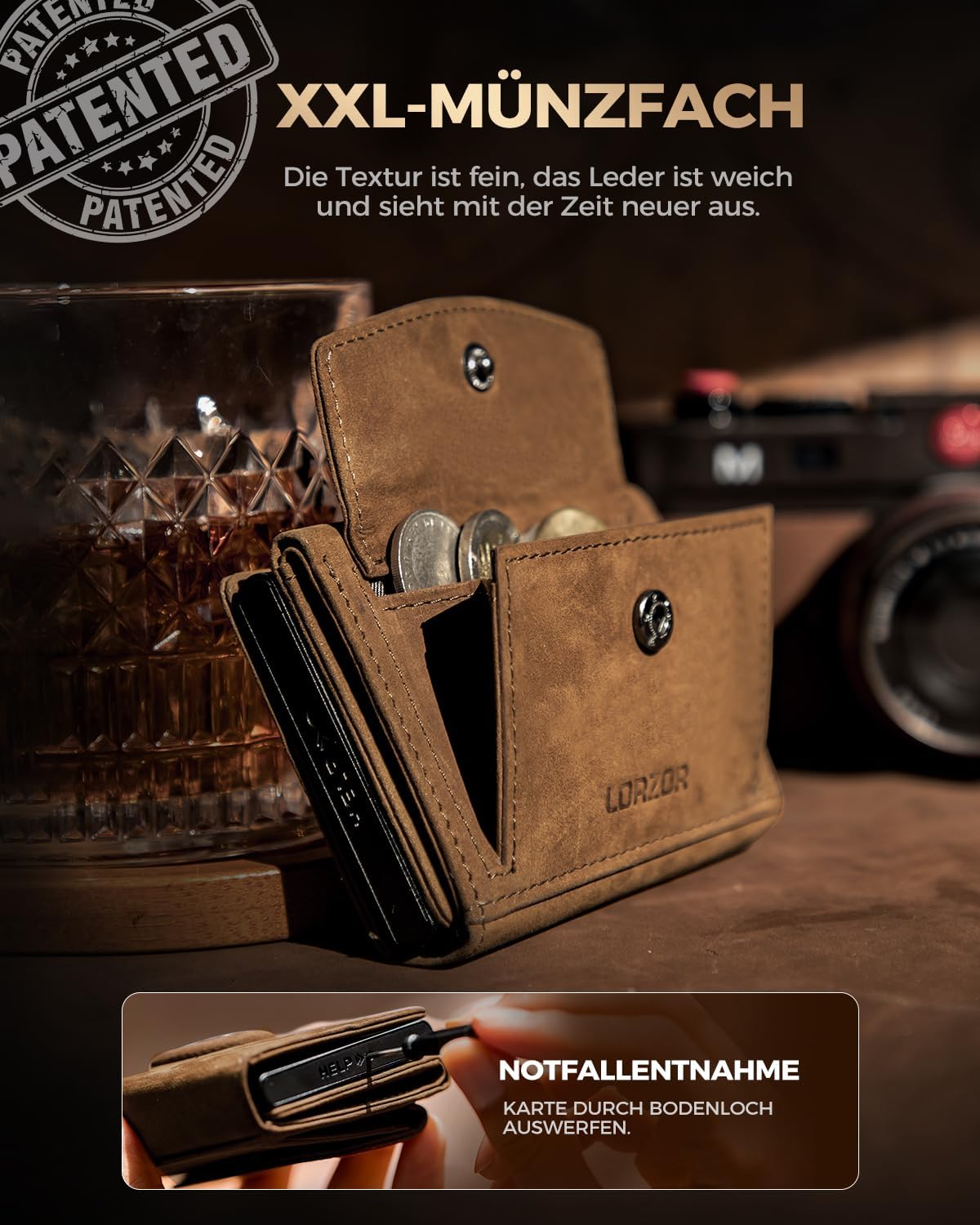 Detalle 2 de LORZOR AirTag Wallet Slim Wallet 10+ Münzen