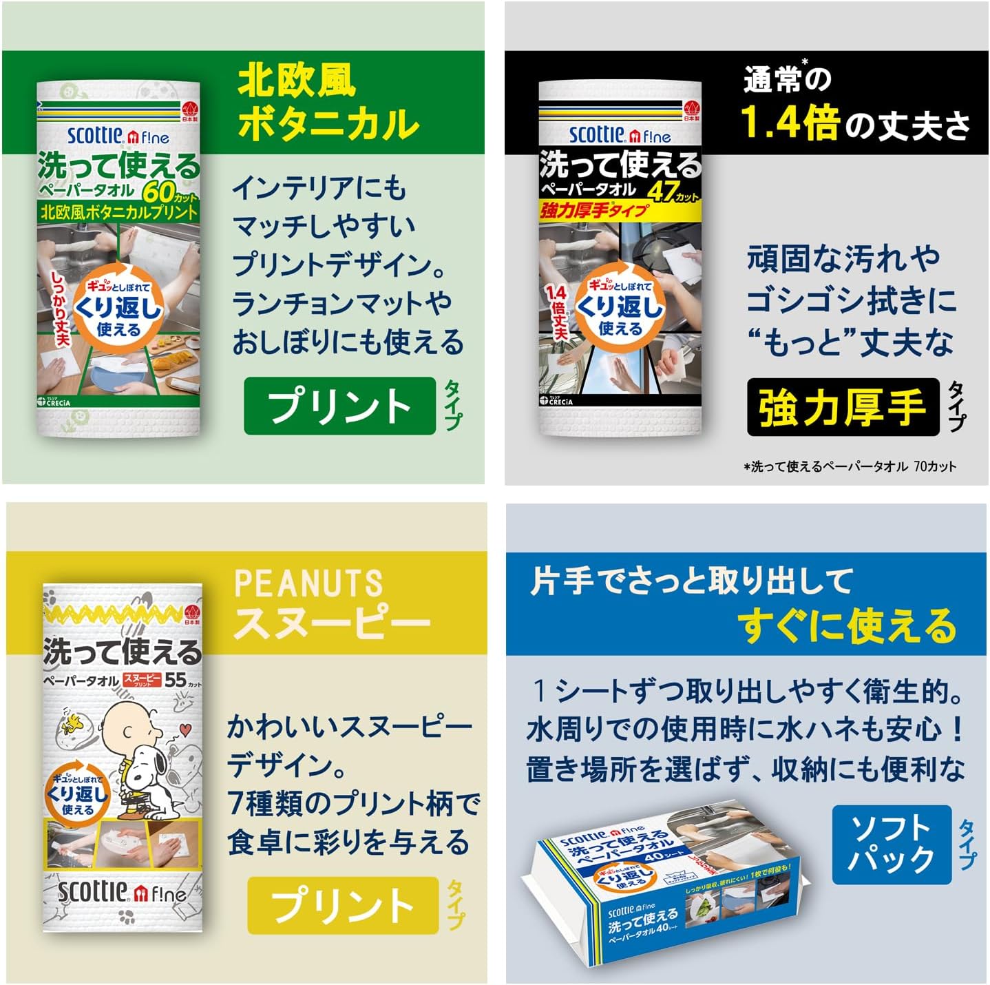Thumbnail 6 de スコッティ 洗って使えるキッチンペーパー 70カット×6ロール 無地・1枚重ね