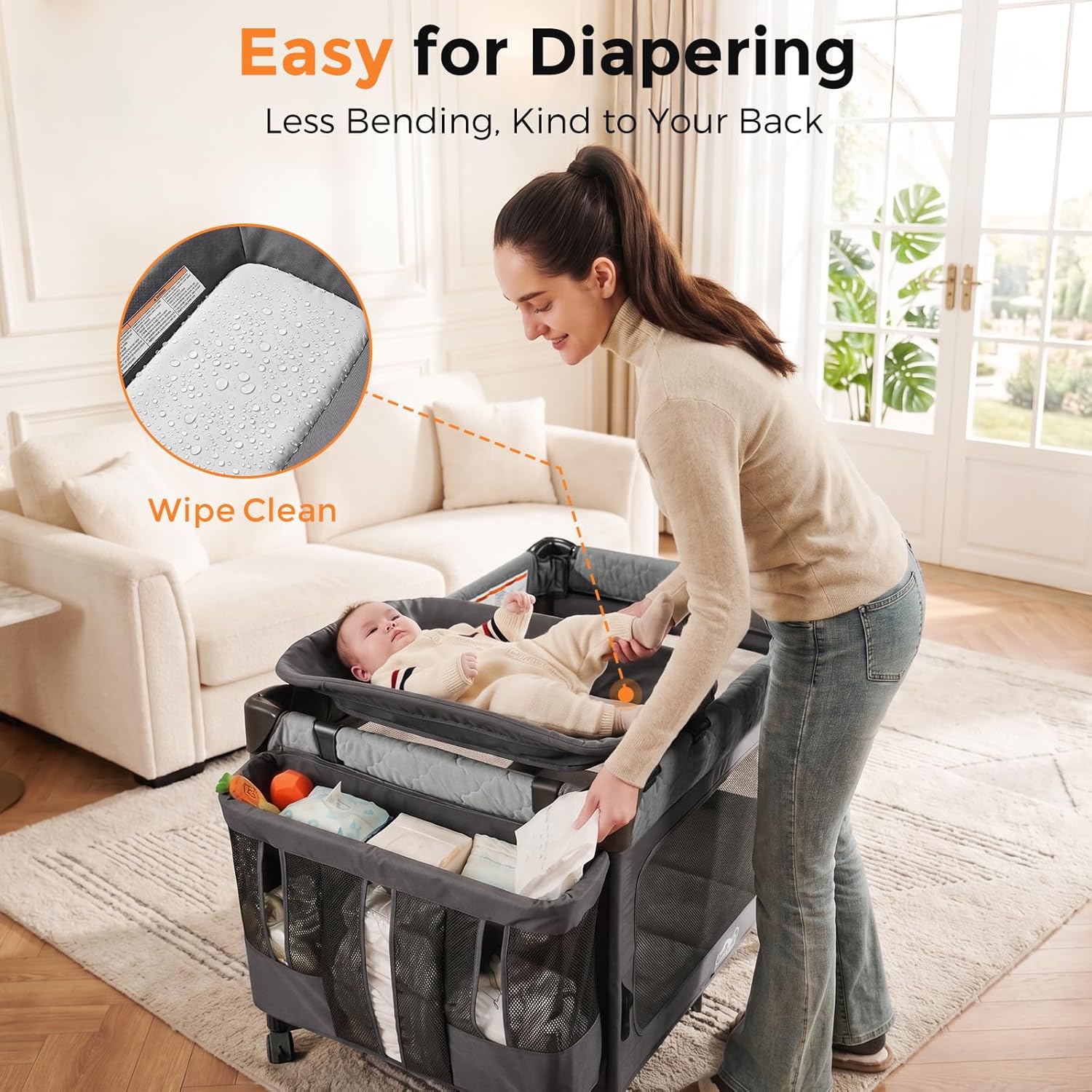 Thumbnail 6 de Pamo Babe Pack and Play with Bassinet: 7-in-1 Portable Bedside Crib and Playard