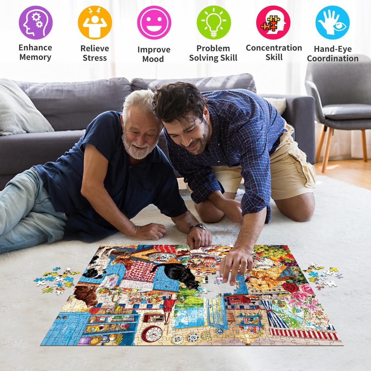 Detalle 1 de HUADADA 1,000-piece animal jigsaw puzzle
