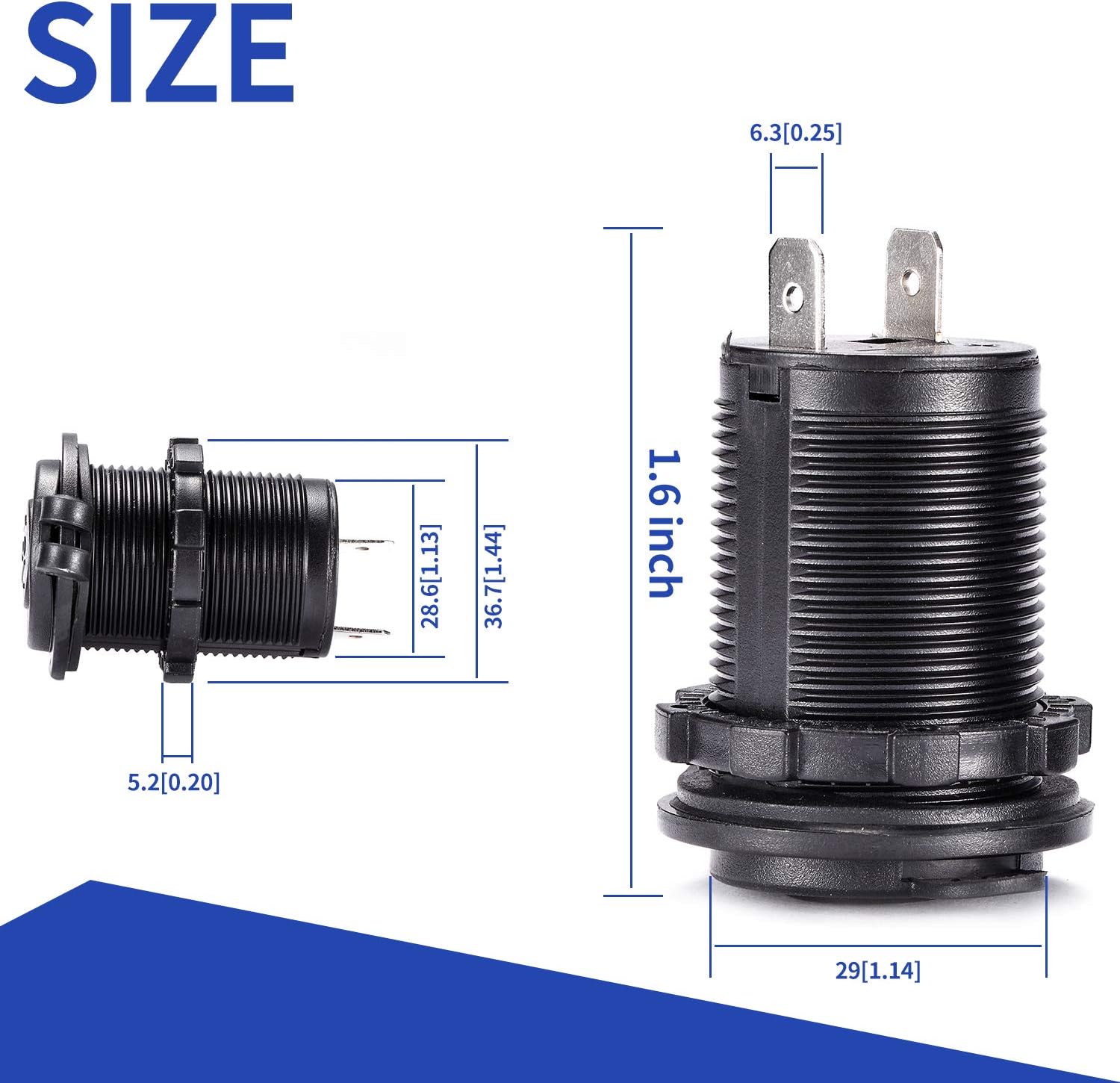 Thumbnail 2 de Yizerel 3 Pack 12V/24V Waterproof Cigarette Lighter Socket Plugs (IP66) for Cars, Motorbikes, Boats & More
