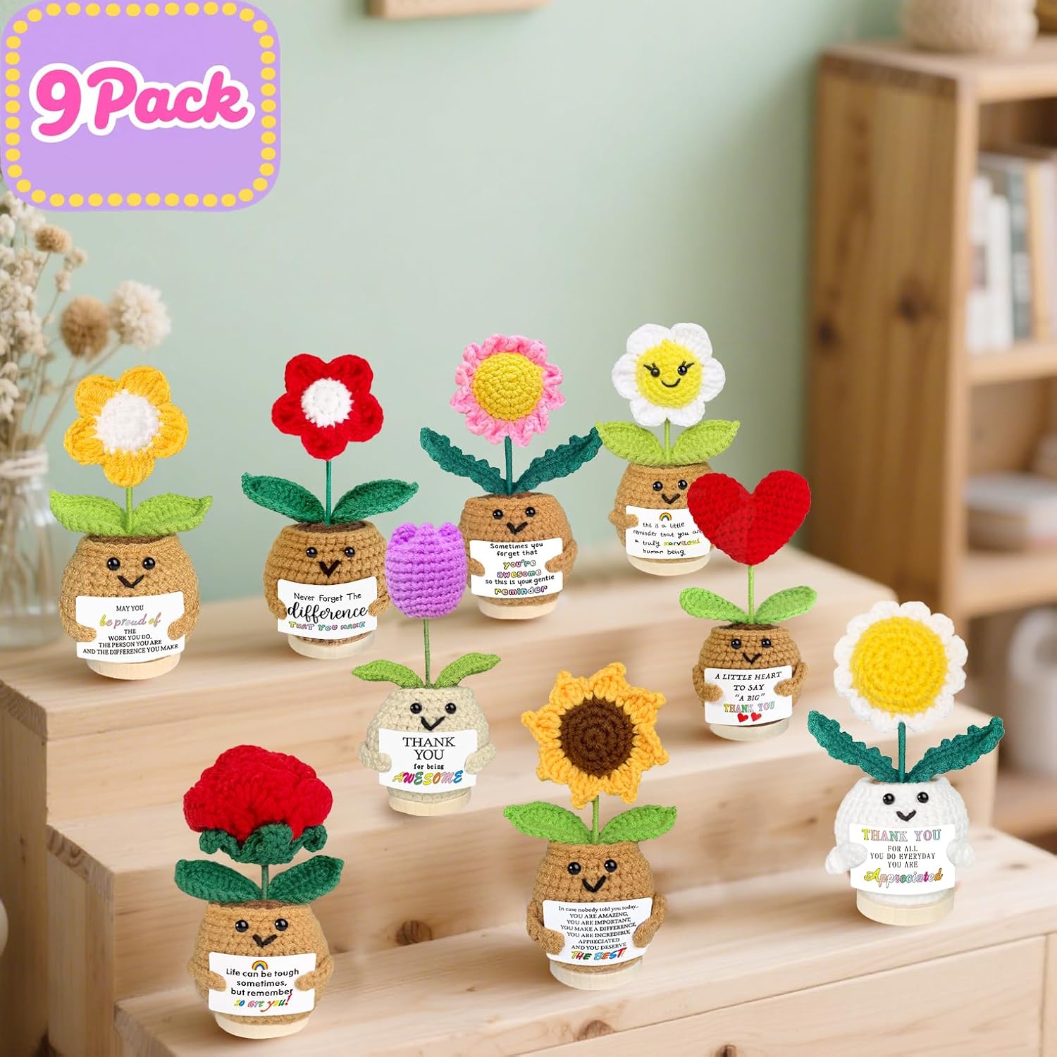 Thumbnail 1 de 9PCS Crochet Sunflower Appreciation Gift Set 🌼