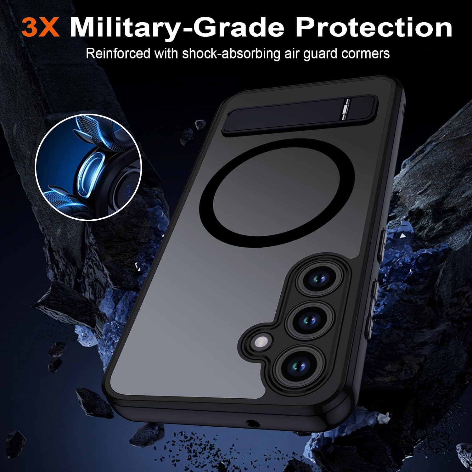 Detalle 2 de Coque pour Samsung Galaxy A55 5G, étui translucide, 3 modes de support