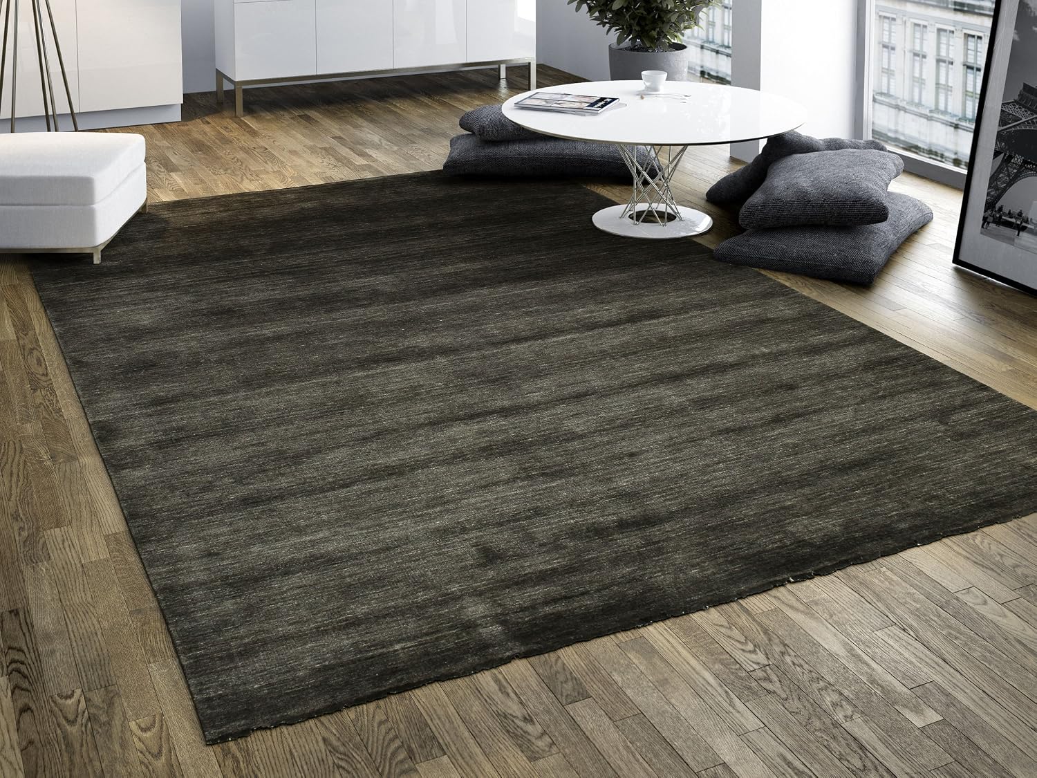 Detalle 2 de RugVista Handloom fringes rug, 200 x 300 cm, black/grey, medium pile