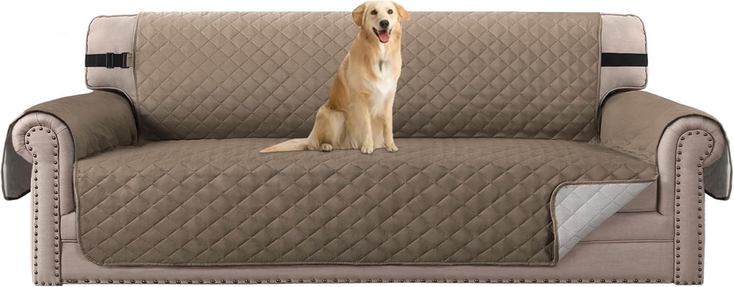 Detalle de H.VERSAILTEX Reversible Sofa Cover, 78-Inch Seat Width, Taupe/Beige