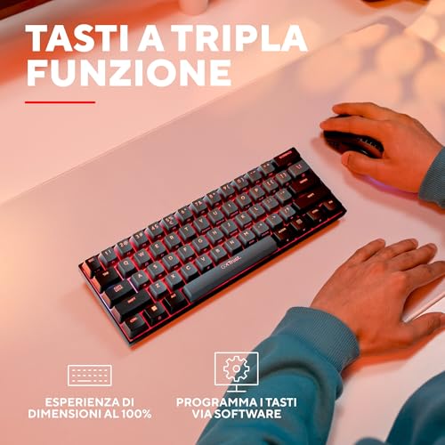 Detalle de GXTrust Revyn Tastiera Gaming Wireless Meccanica 60% – layout ITALIANO QWERTY