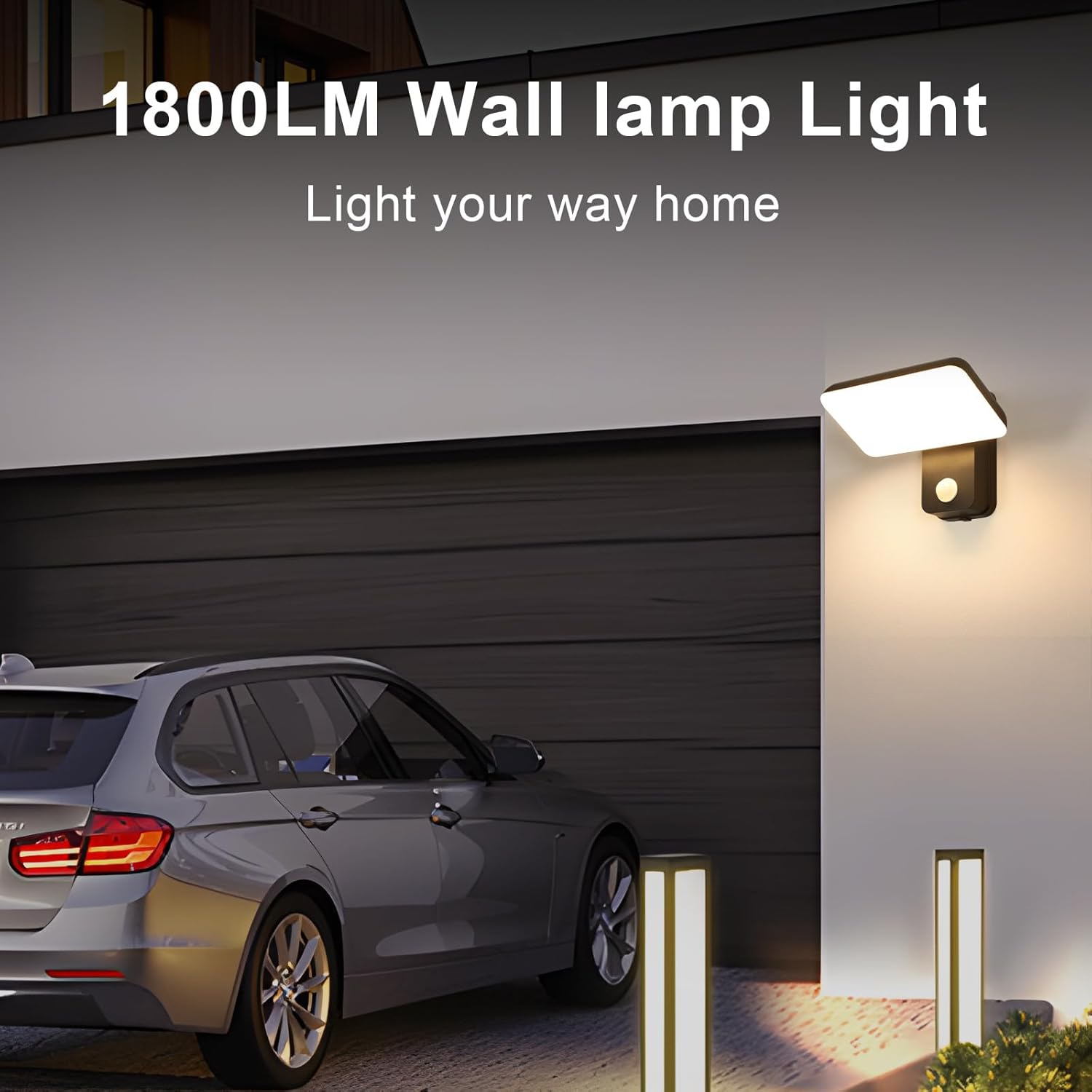 Detalle de Mckalen Applique da Parete LED Esterno con Sensore Movimento 16W 1800LM – 350° Regolabile, IP65, Bianco Caldo 3000K