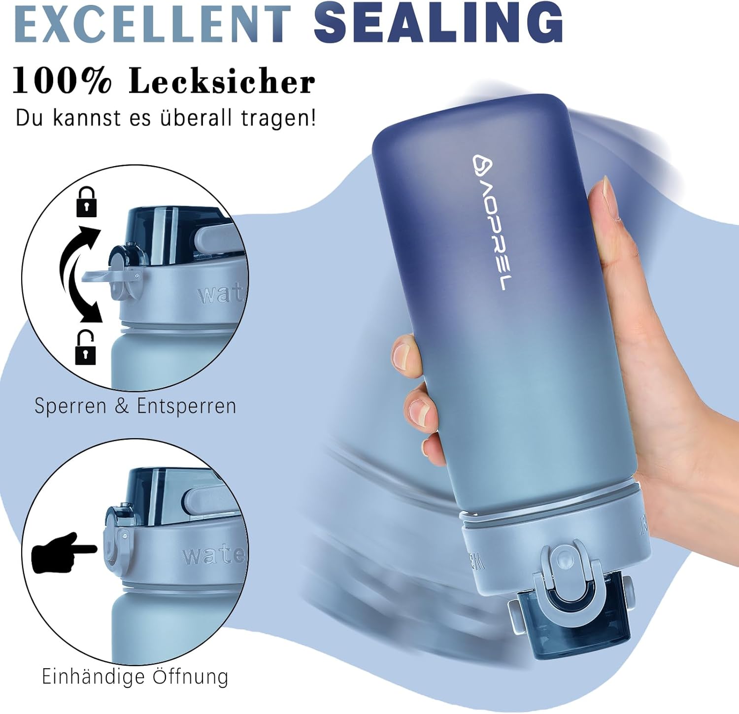 Thumbnail 2 de AOPREL Trinkflasche 600ml – BPA-frei, Tritan, auslaufsicher