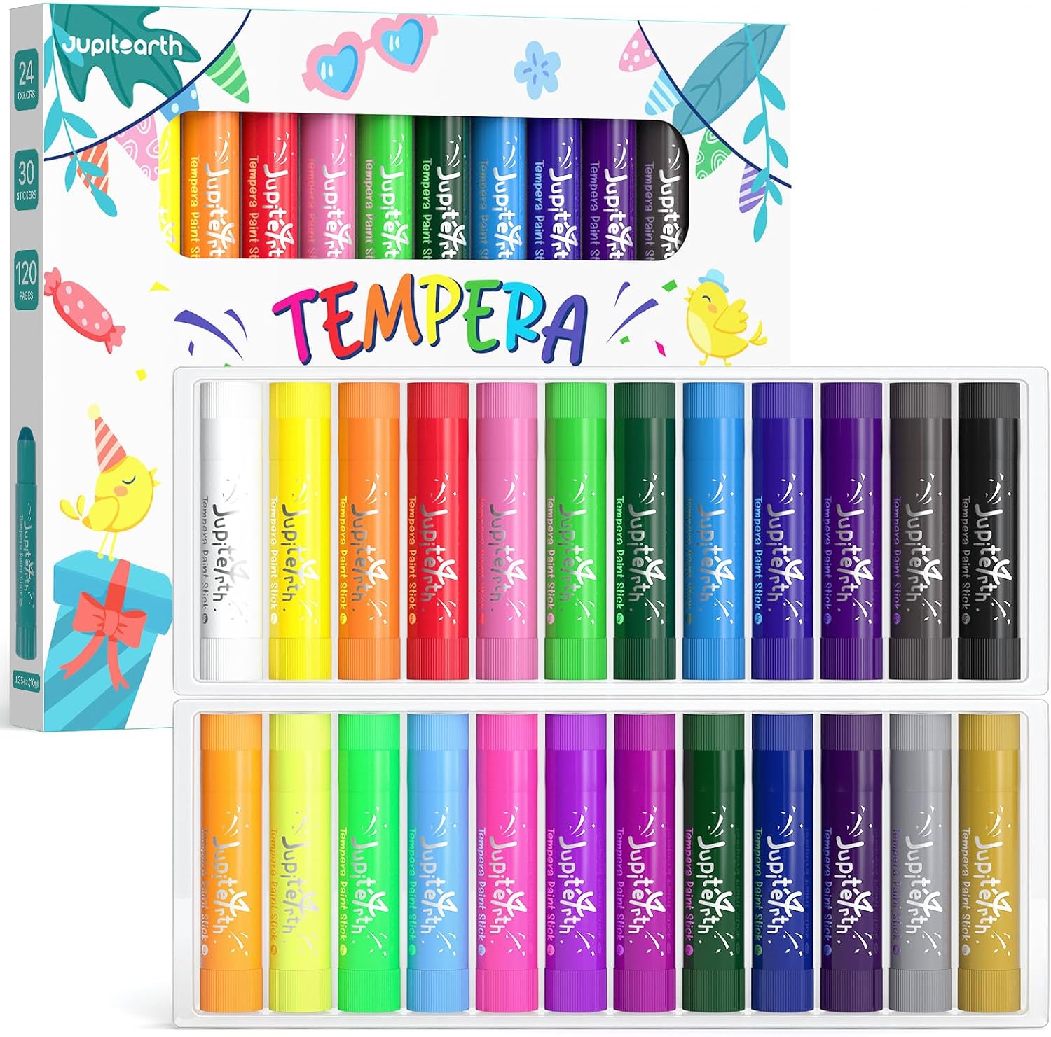 Detalle de JUPITEARTH 24 Colors Tempera Paint Sticks