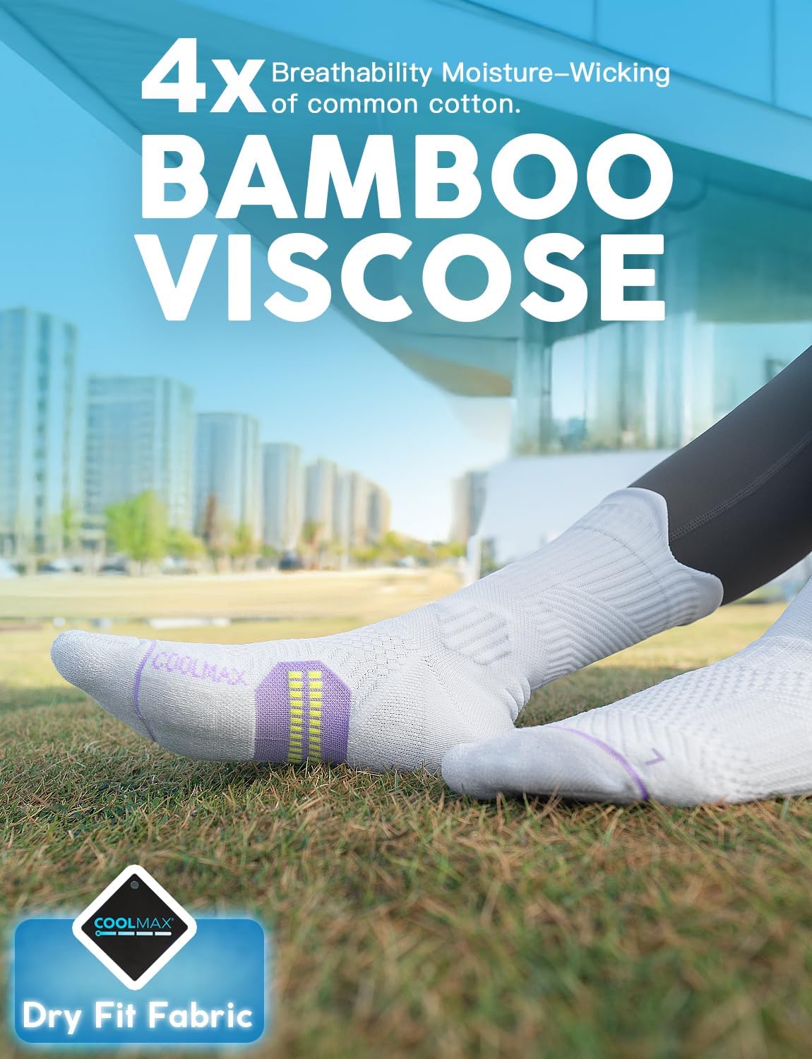 Detalle de Juclise Womens Coolmax Bamboo Compression Running Crew Socks (3 Pairs) for Sports, Hiking and Training