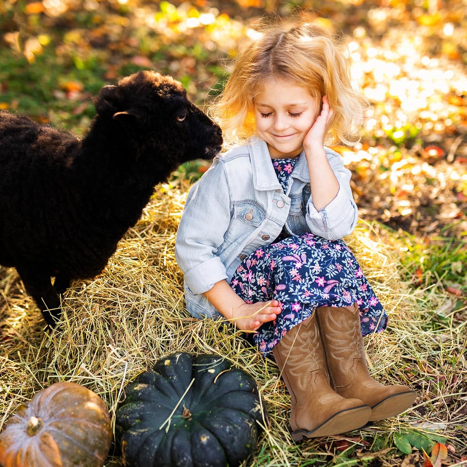 Thumbnail 1 de Rollda Kids Cowboy Boots for Boys & Girls: Western Square Toe with Easy Zip & Walking Heel