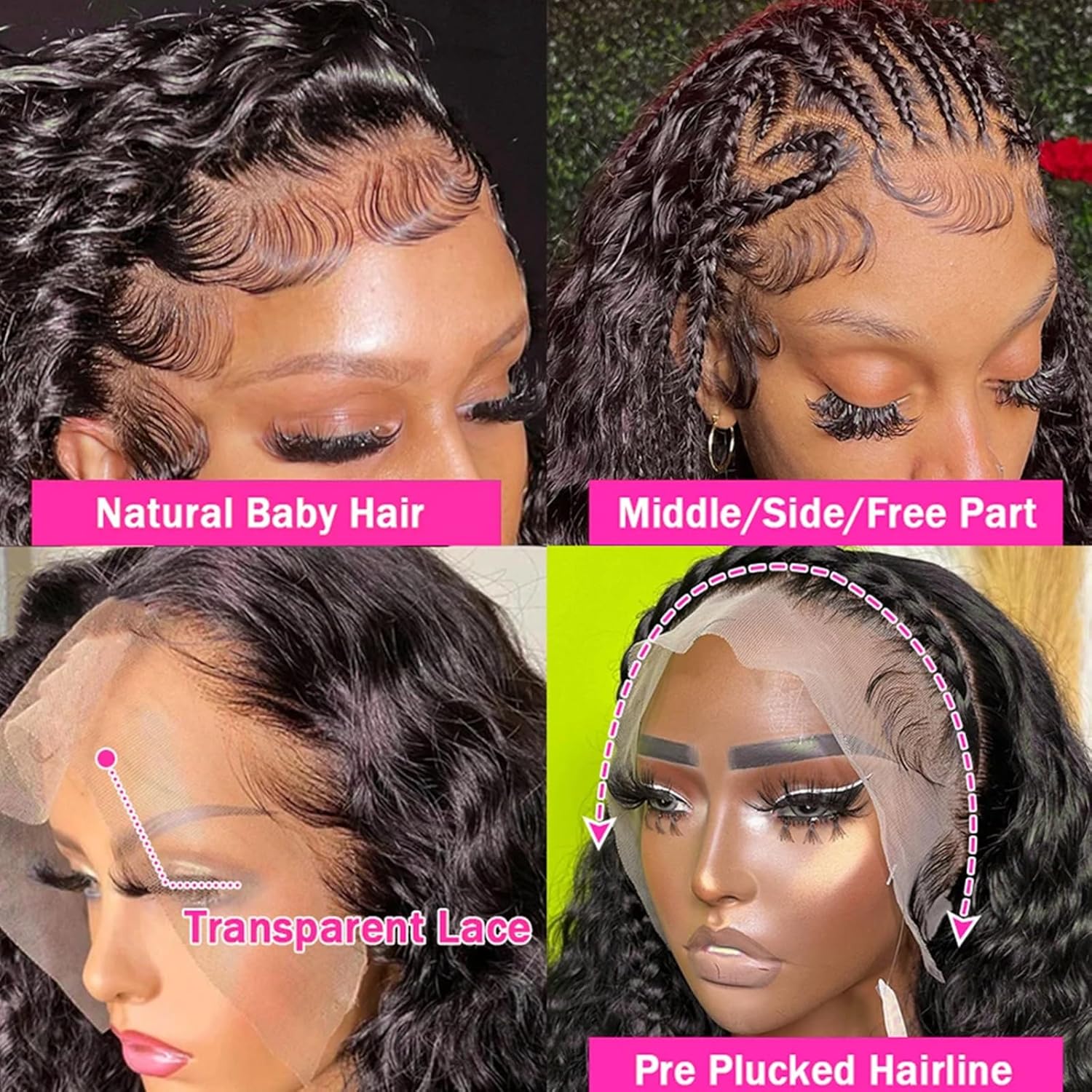 Detalle de Tyiu 30 Inch Deep Wave Lace Front Wig 250D