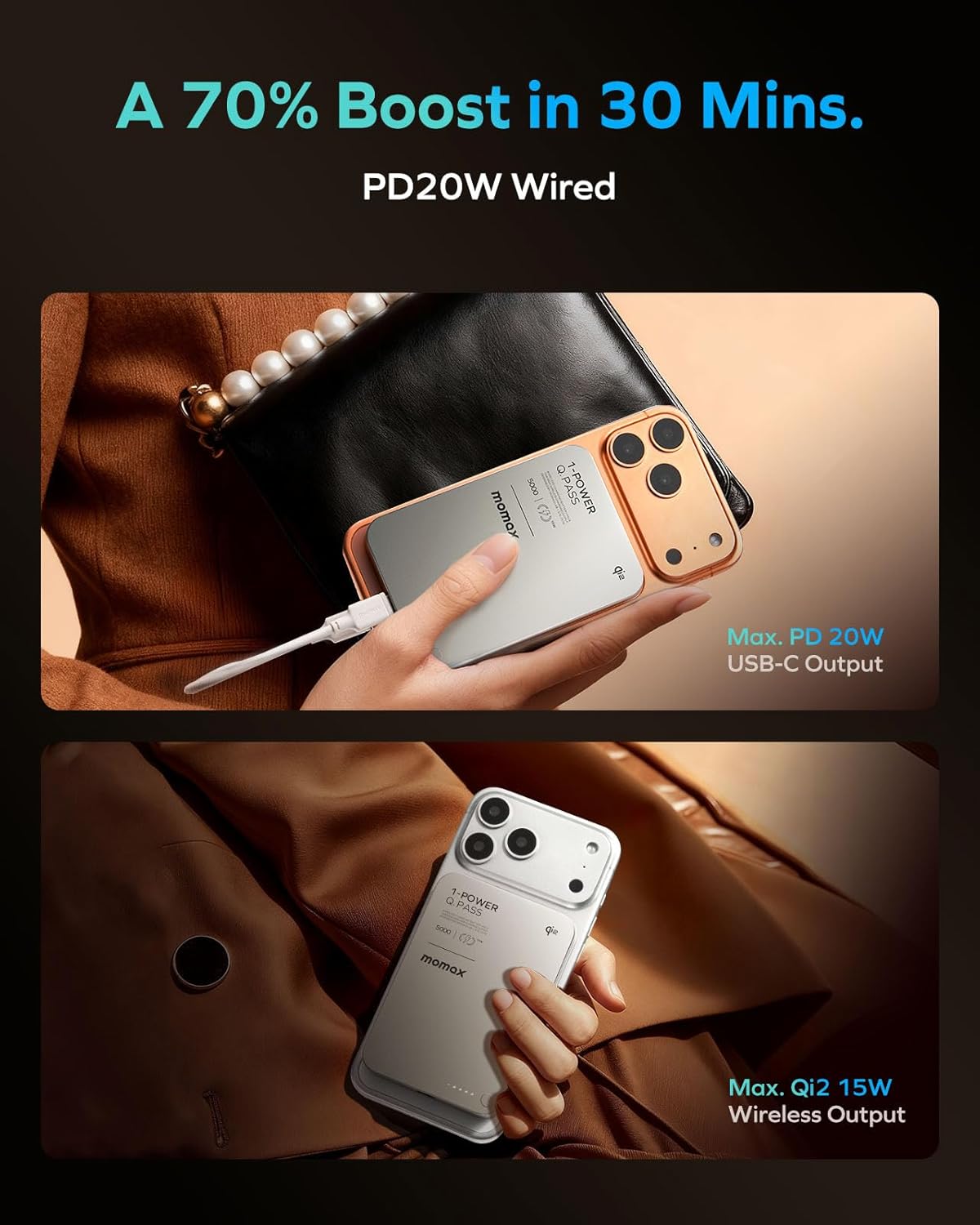 Thumbnail 6 de MOMAX Qi2 MagSafe Power Bank 5000mAh: Ultra-Slim, Ultra-Portable Charging