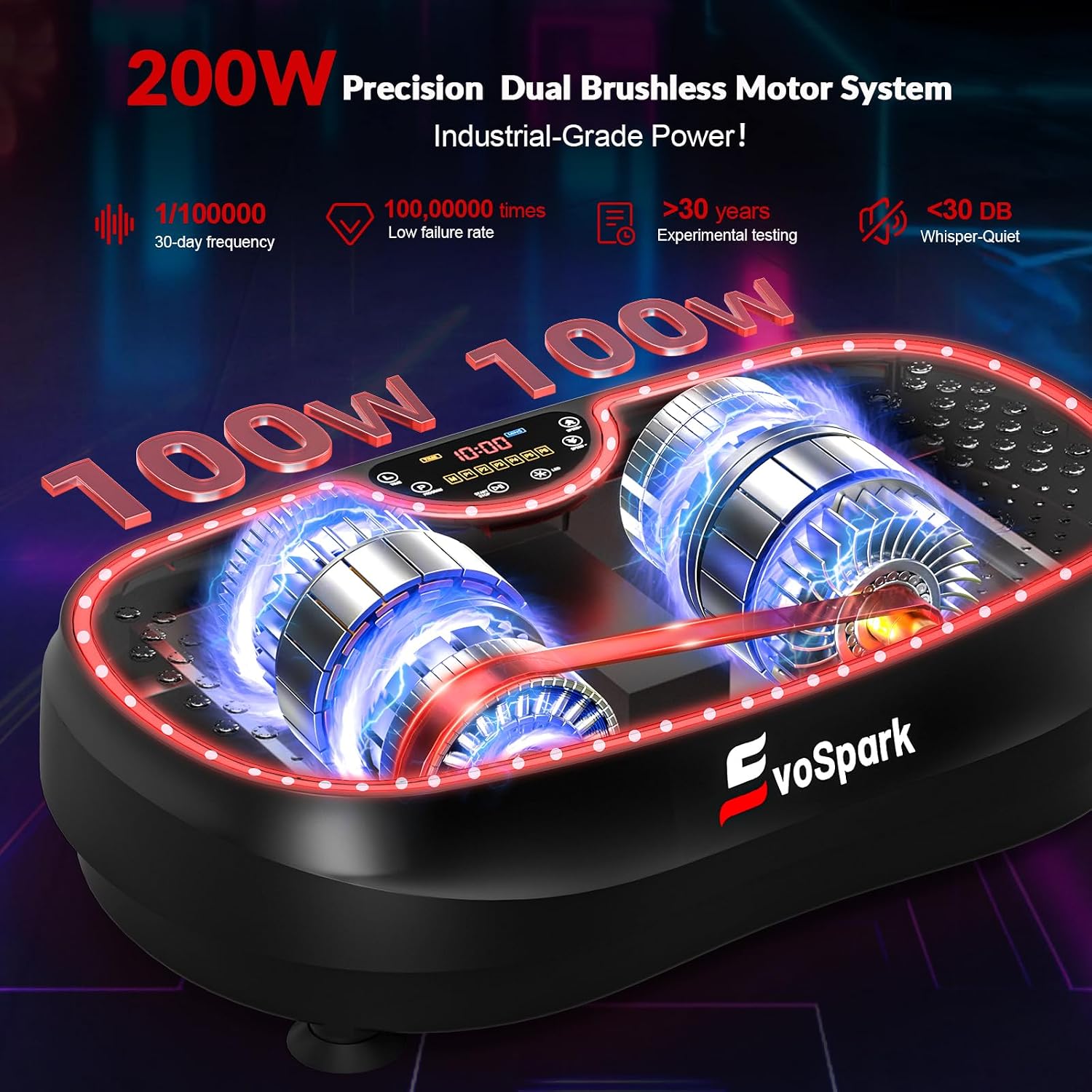 Detalle 2 de EvoSpark Vibration Plate 2026, dual-motor vibration machine 🏋