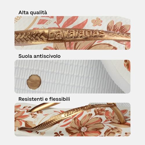 Detalle 2 de Havaianas Slim Organic Donna FlipFlop White/Golden 37 EU: stile leggero e comfort affidabile