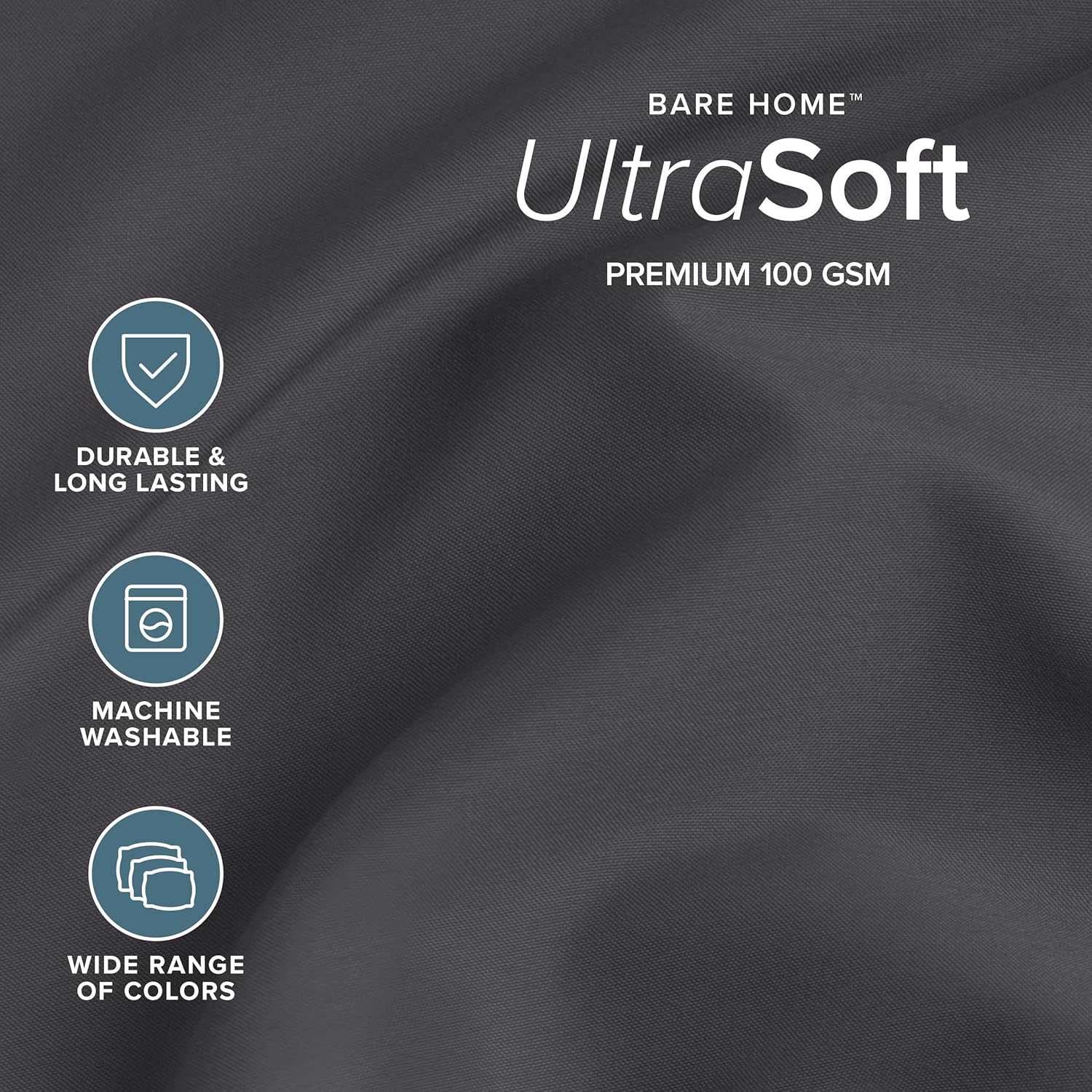 Thumbnail 2 de Bare Home King Sheet Set (1800) — Ultra-Soft Microfiber, Double Brushed, Deep Pockets, 4-Piece Set (Forged Iron Grey)