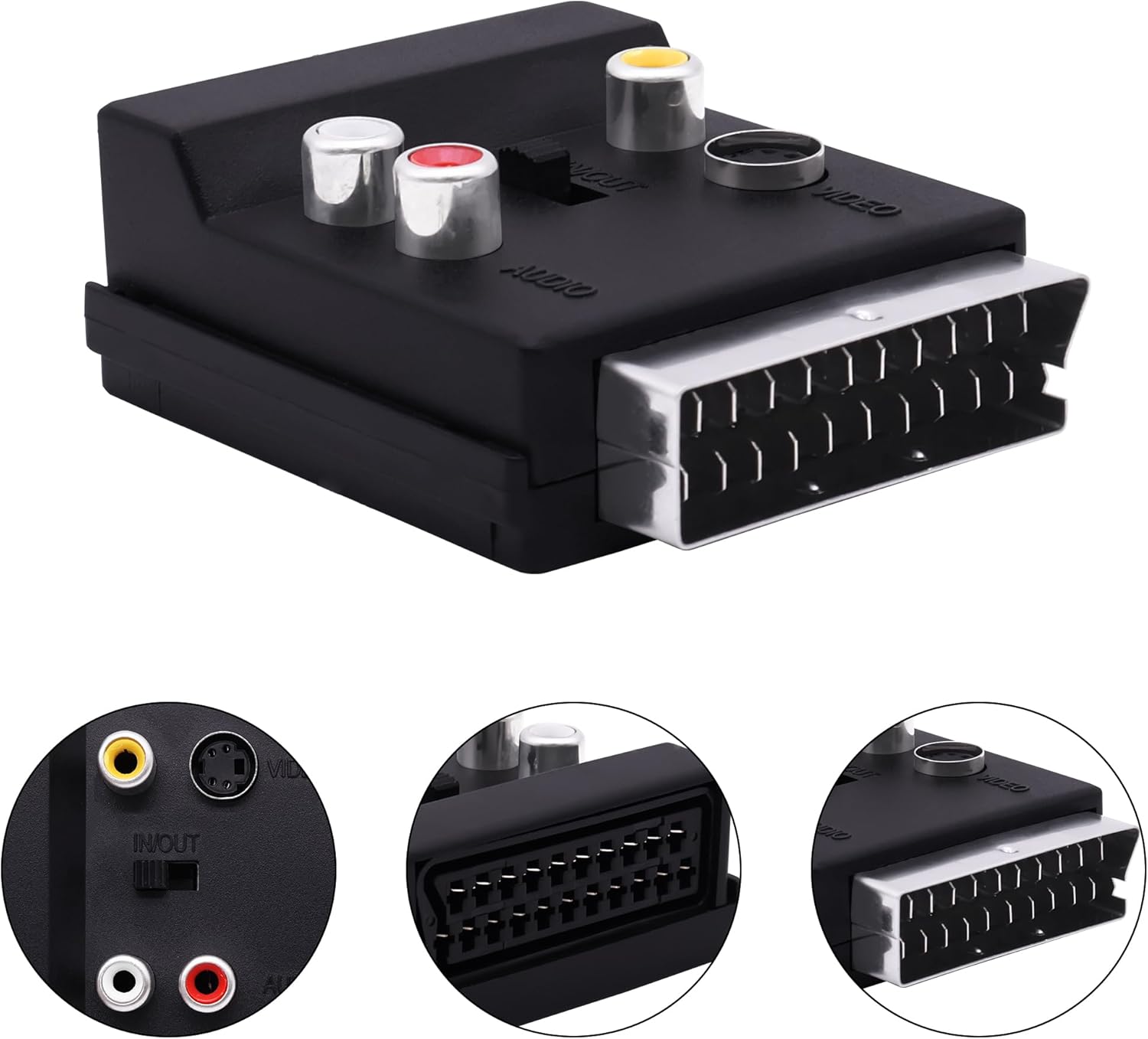 Thumbnail 1 de YARCHONN SCART Male to Female & 3RCA RGB S-Video (SVHS) Converter Switchable SCART Adapter – 2 Pack