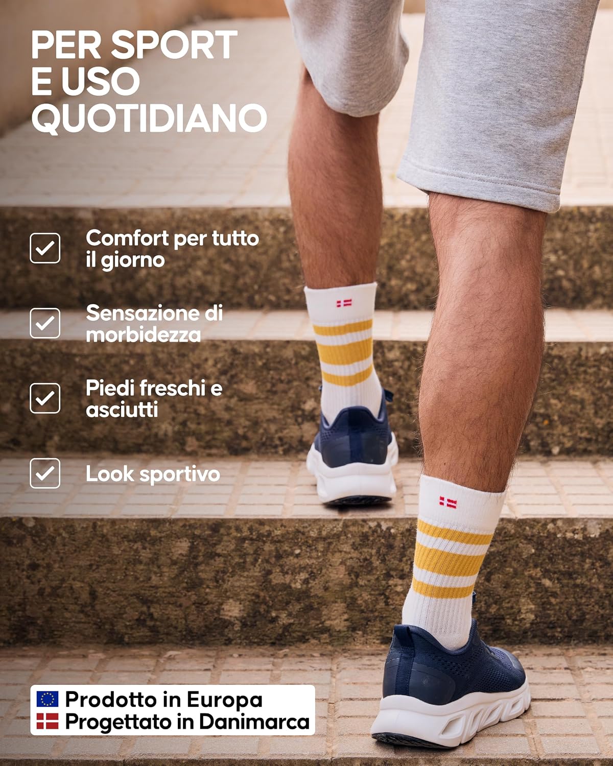 Detalle de DANISH ENDURANCE Calze Tennis Unisex – Cotone Organico, traspiranti e resistenti, confezione 3 o 6 paia