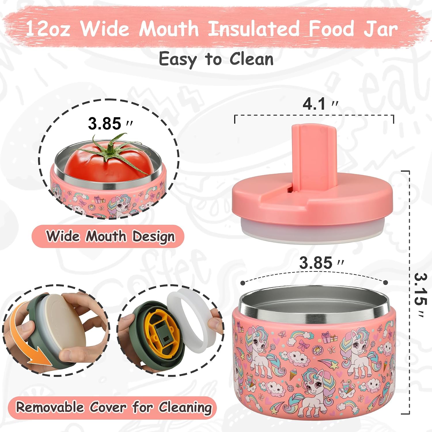 Detalle de Pawtong 12oz insulated food jar for lunches