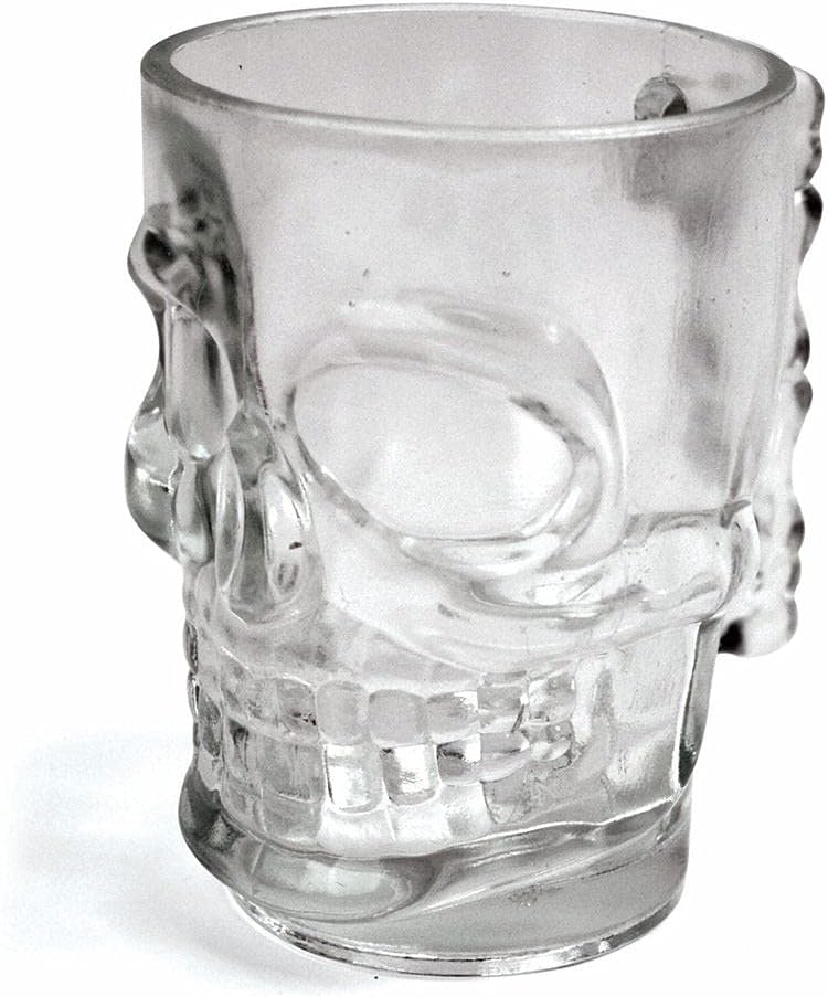 Detalle de SHATCHI set of 4 Halloween clear shot glasses (55ml) with 3D skull shape
