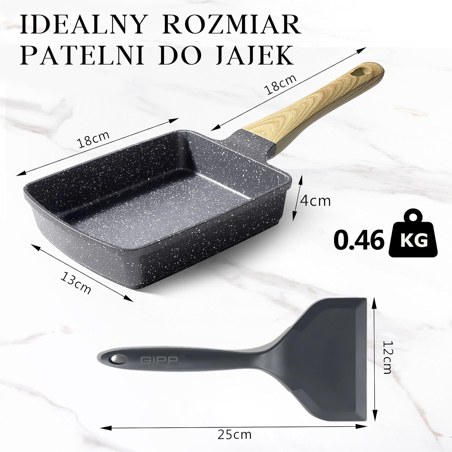 Detalle 2 de GiPP G1-U-Ski-34-BE – patelnia do tamagoyaki 18 × 13 cm, czarna
