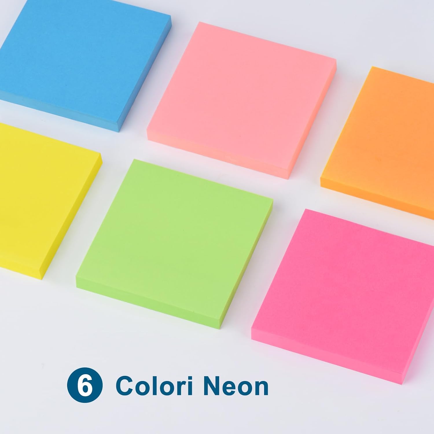 Detalle de ZCZN 12 Blocchetti di Foglietti Adesivi Neon 76x76 mm, 80 fogli per blocco