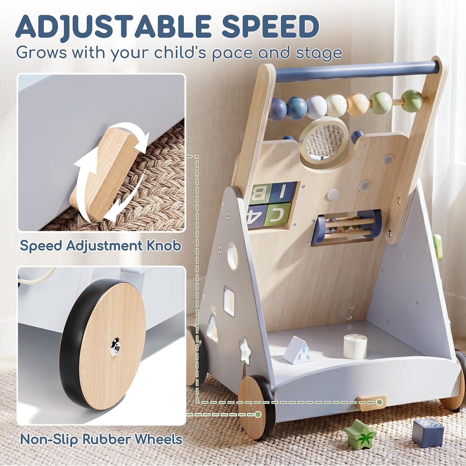 Detalle de Lehoo Castle Dinosaur Wooden Baby Walker Montessori Toy