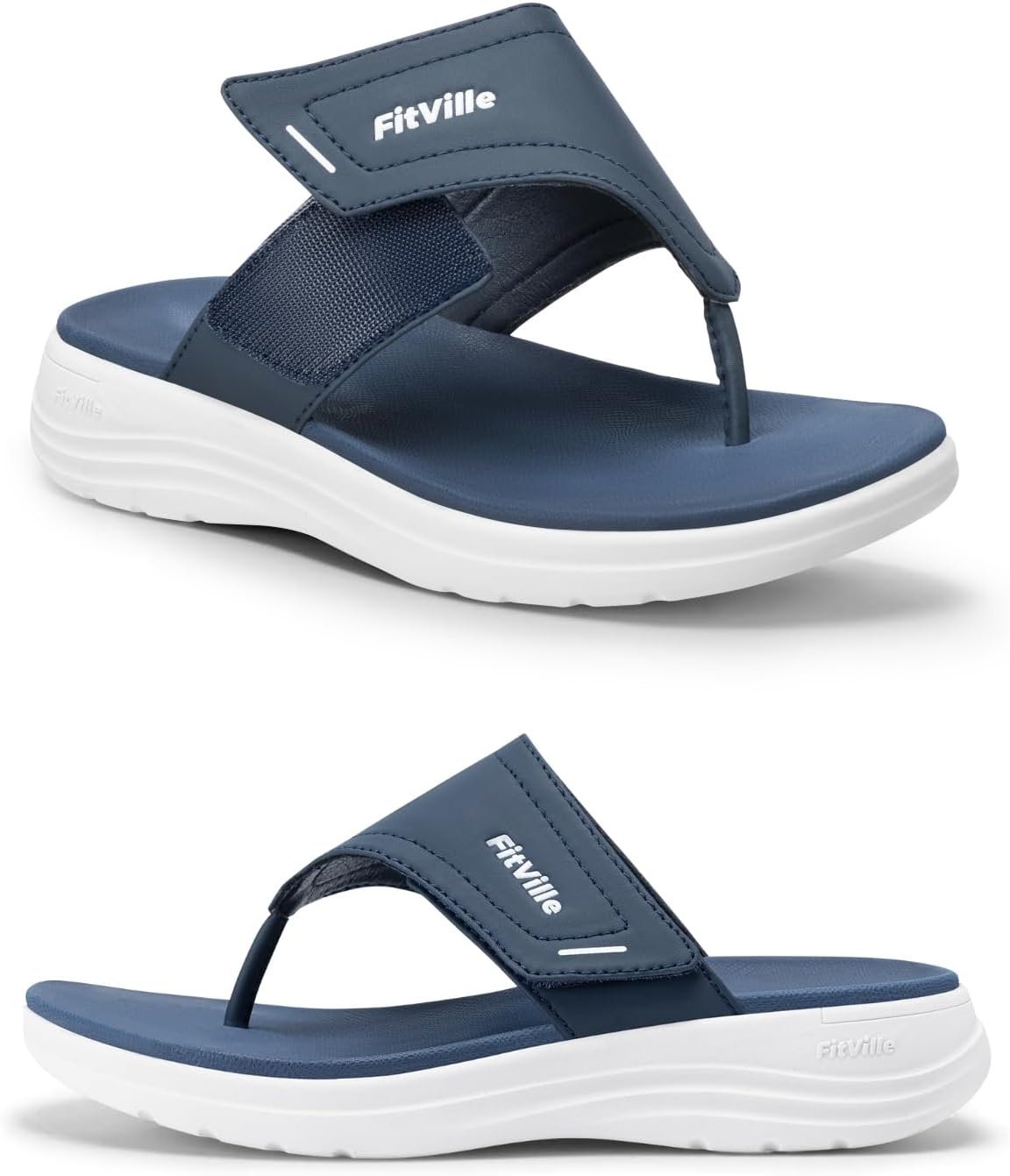Detalle de FitVille Women's Wide Fit Flip Flops with Arch Support and Non-Slip Wedge Sole
