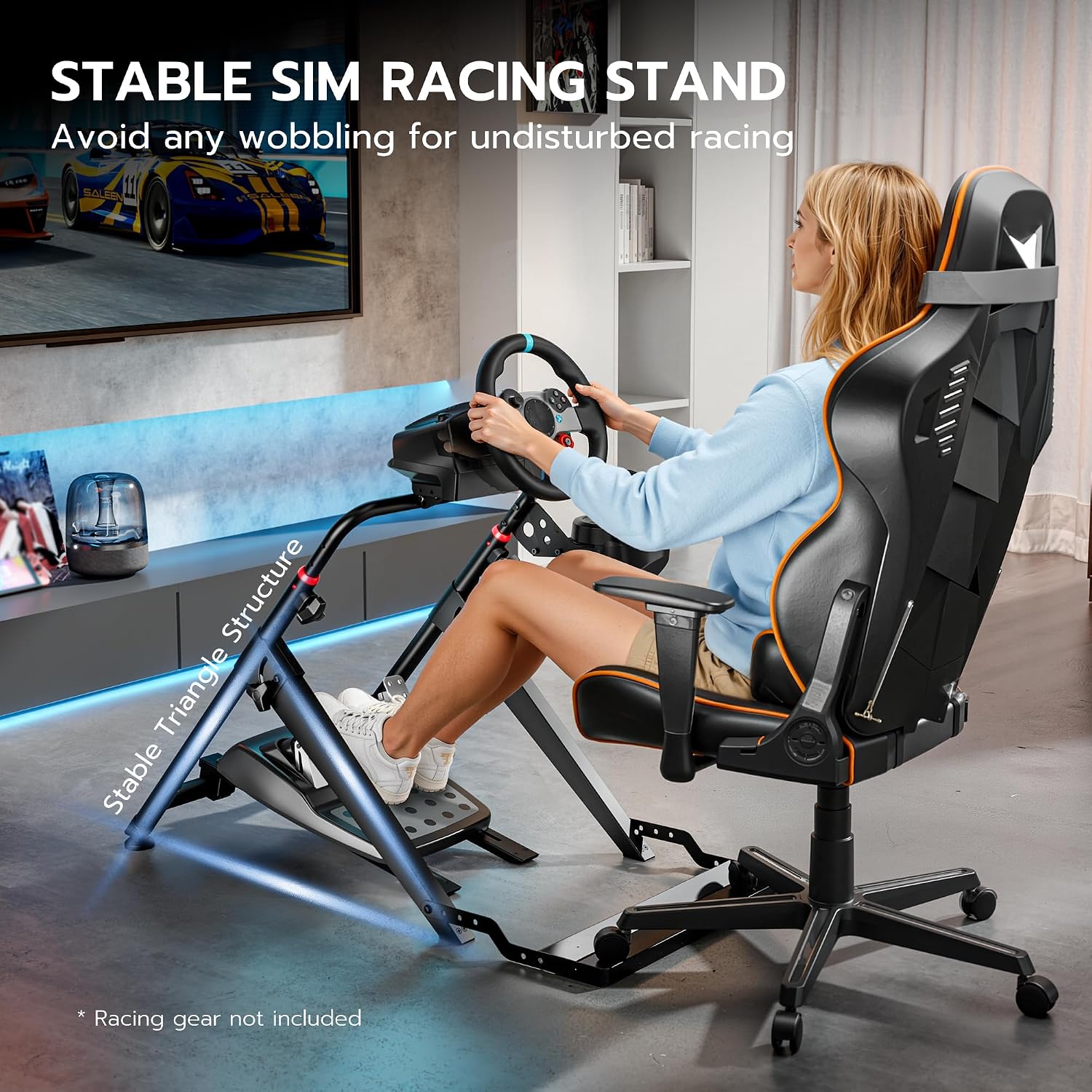 Detalle de ARES WING GRS1005BK-V6 Foldable Sim Racing Wheel Stand with Adjustable Mounts