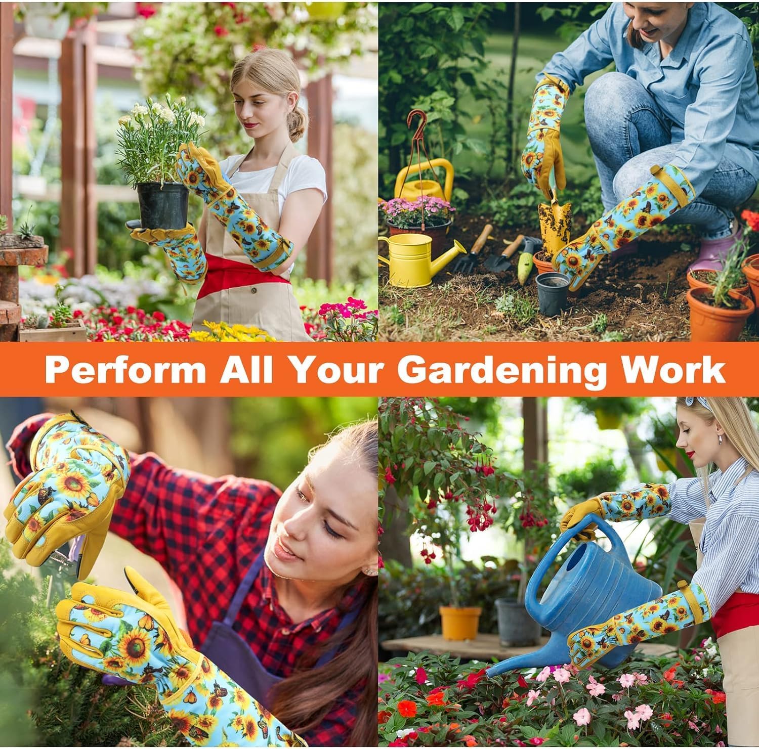 Thumbnail 6 de DLY Gardening Gloves for Women, Long Cowhide Rose-Pruning Gloves