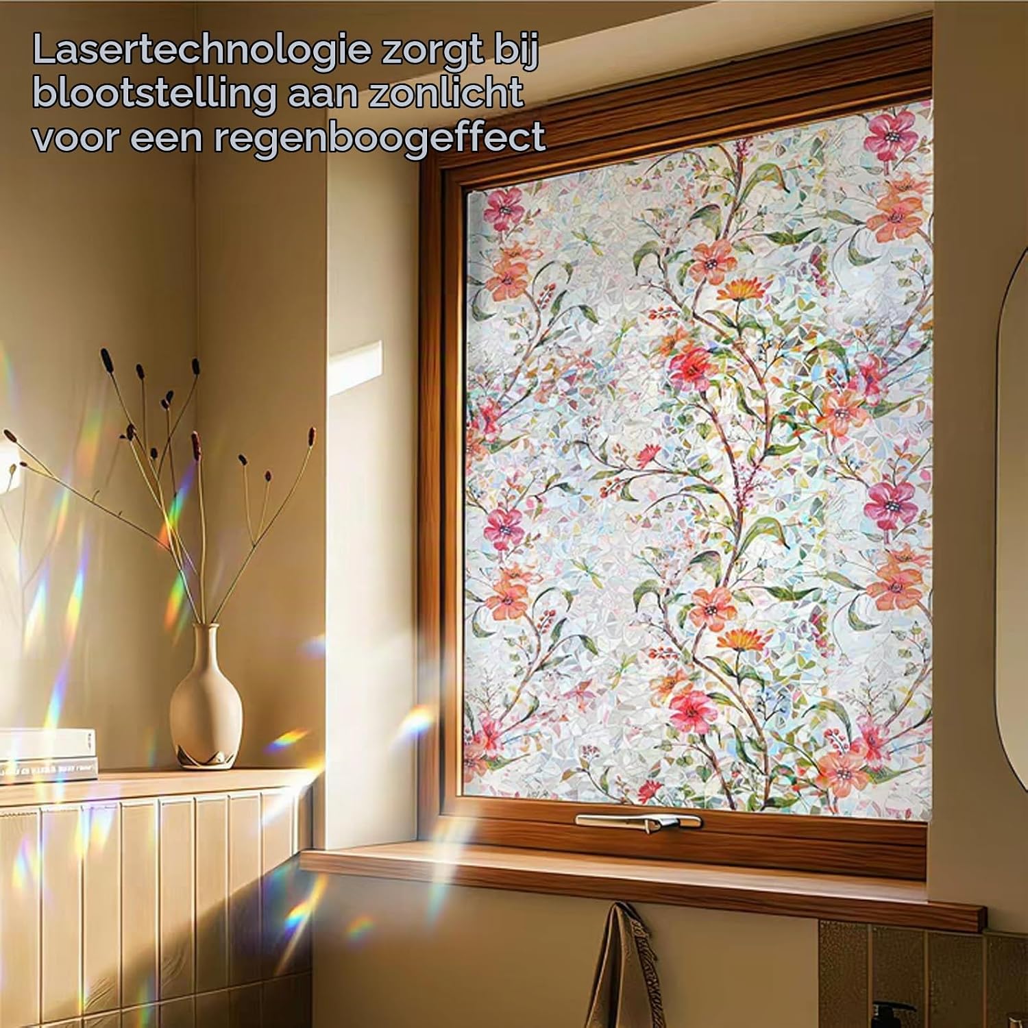 Detalle de Alvorox ST-F815-60CMX2M statische raamfolie 60x200 cm met bloemmotief