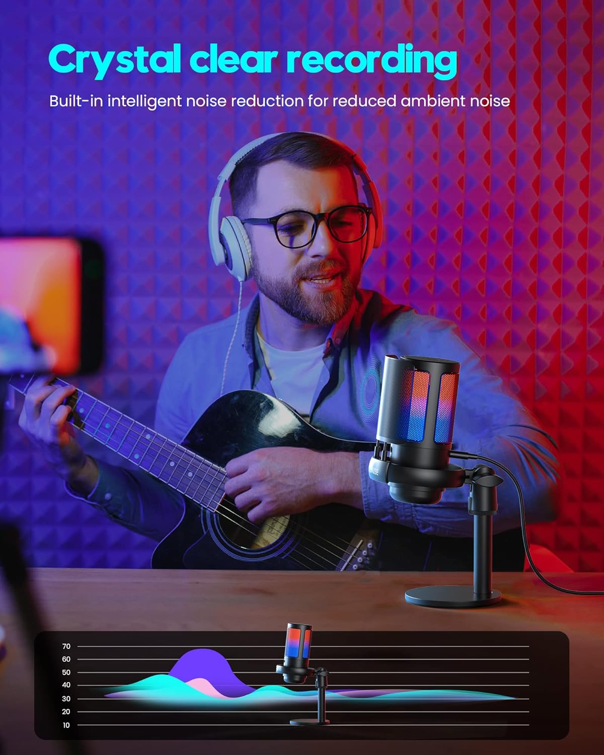 Thumbnail 6 de Gaming USB Microphone for PC, PS4/PS5 & Laptop — Condenser Mic with Quick Mute, Pop Filter & RGB