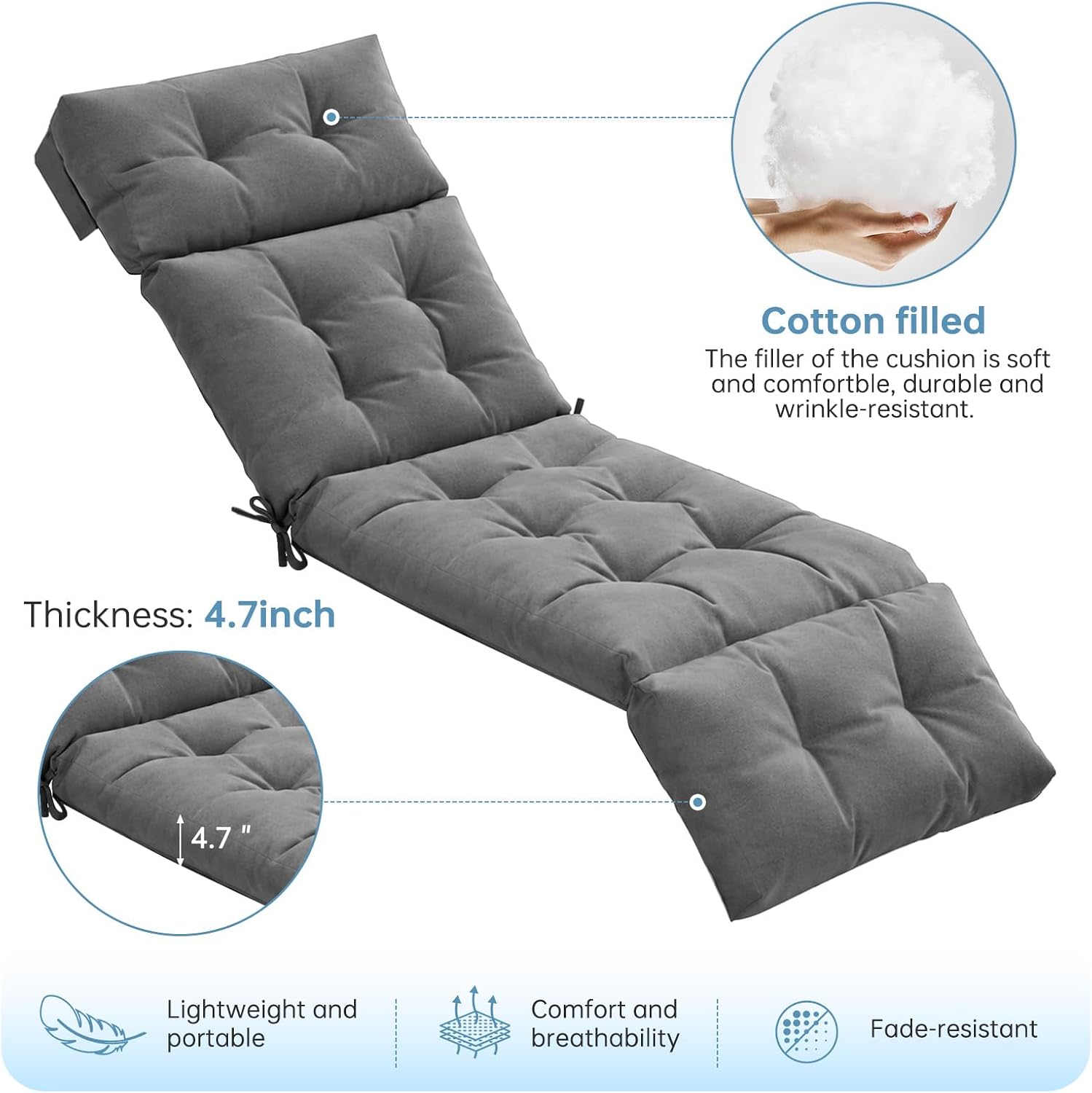 Detalle 1 de Aoxun chaise lounge cushions
